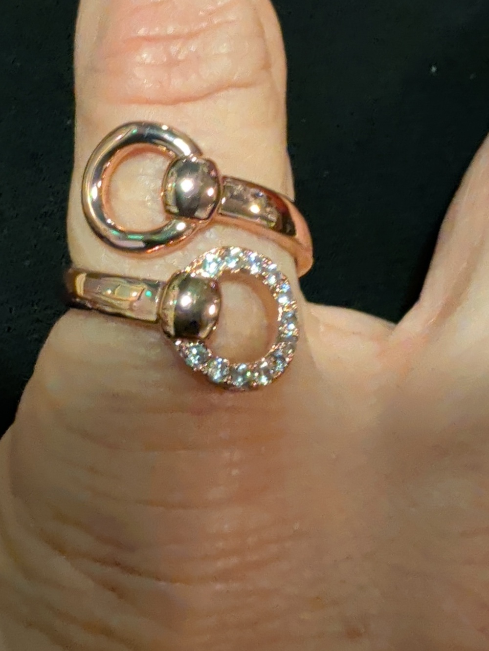 tba Rose Gold Open Circle Ring with Crystal Halo